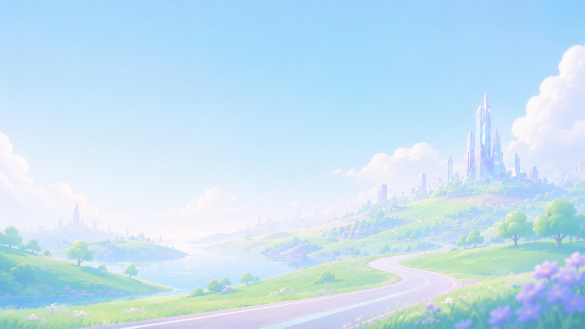 Bright futuristic landscape artwork